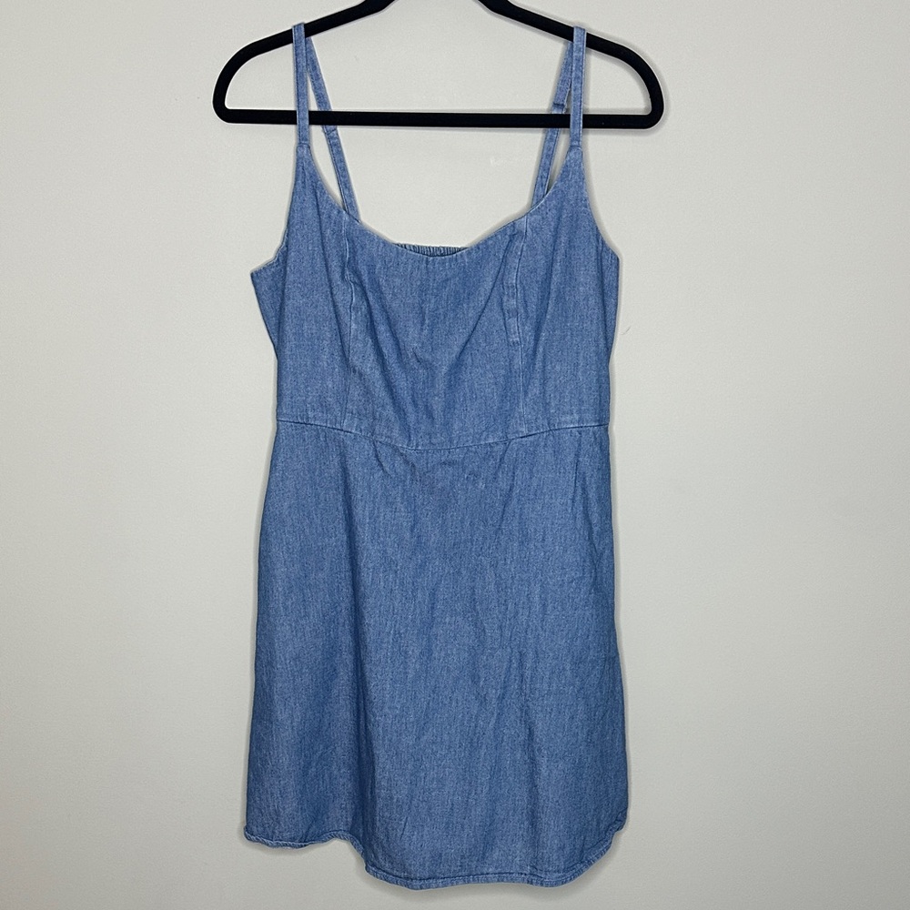 Old Navy 100% cotton Blue cami Spaghetti Strap Dress size L light wash - Picture 2 of 5